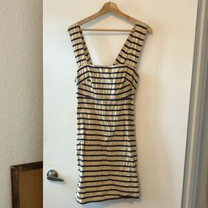 J. Crew Navy and Cream Striped Mini Dress